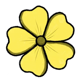 Bright Yellow Buttercup Flower with Five Petals - Simple Botanical Clipart