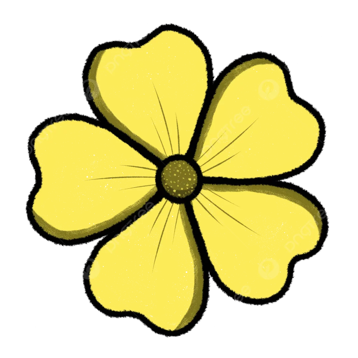 Bright Yellow Buttercup Flower with Five Petals - Simple Botanical Clipart