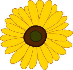 Bright Yellow Sunflower with Dark Brown Center - Cheerful Floral Clipart