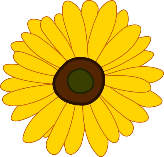 Bright Yellow Sunflower with Dark Brown Center - Cheerful Floral Clipart