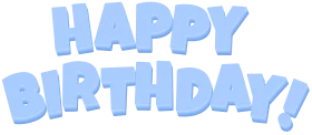 Cheerful Light Blue 3D Happy Birthday Text Celebration Greeting Clipart