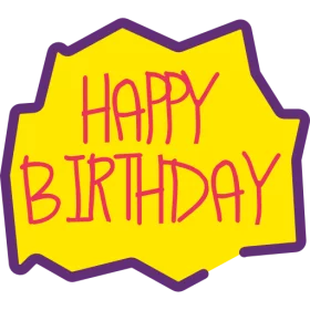 Cheerful Yellow and Purple Happy Birthday Celebration Clipart Greeting Badge