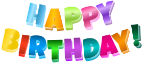 Colorful 3D Happy Birthday Text Celebration Clipart with Vibrant Letters