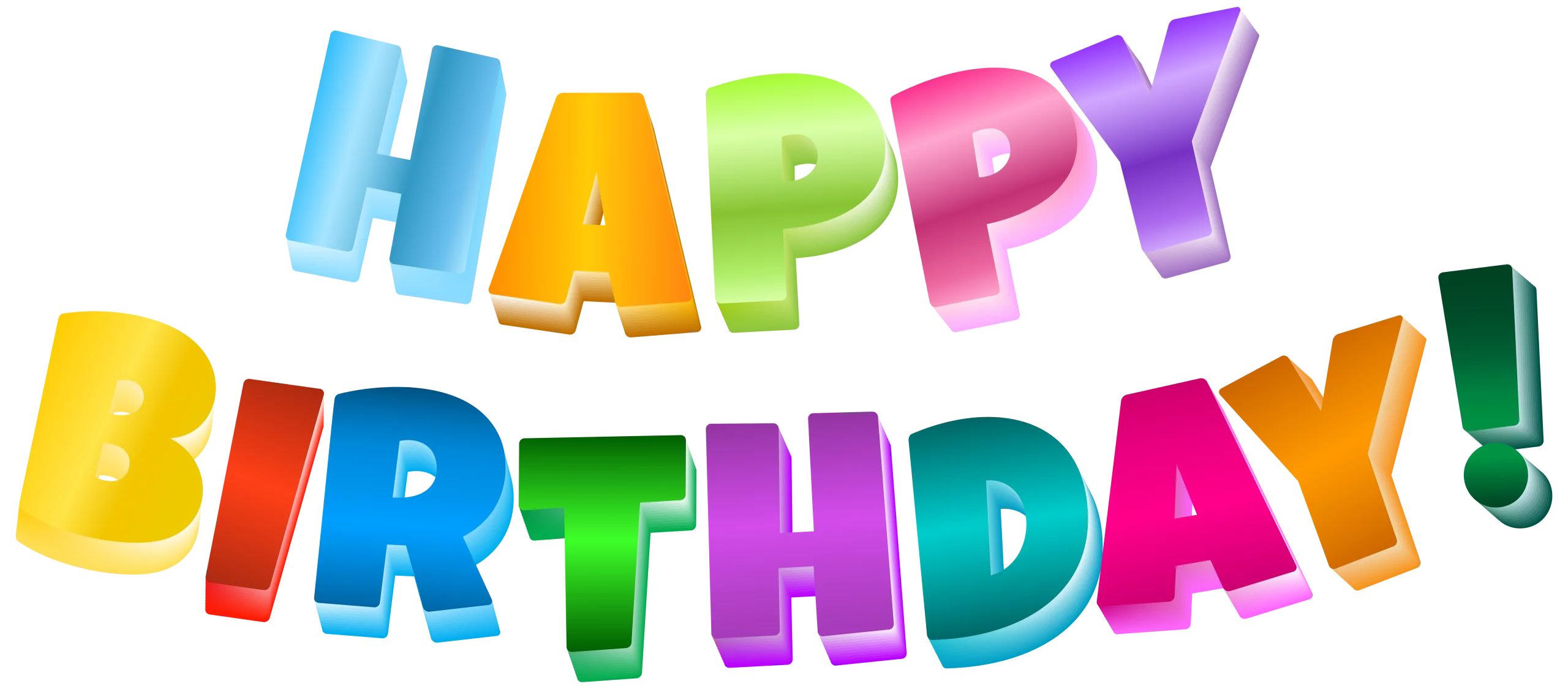 Colorful 3D Happy Birthday Text Celebration Clipart with Vibrant Letters