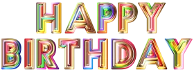 Colorful 3D Rainbow Happy Birthday Text Celebration Greeting Clipart Design