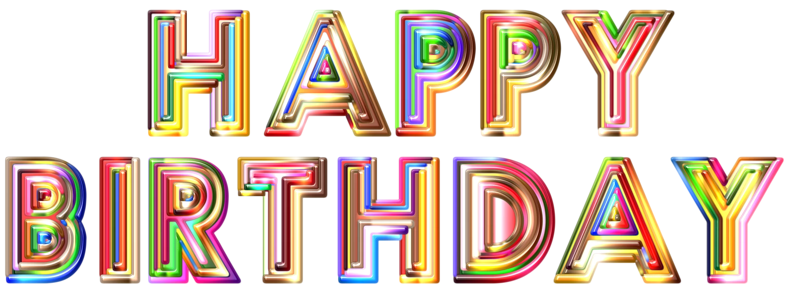 Colorful 3D Rainbow Happy Birthday Text Celebration Greeting Clipart Design