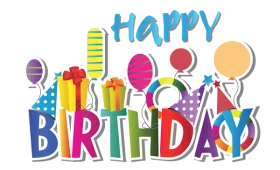 Colorful Happy Birthday Celebration Clipart with Balloons and Presents