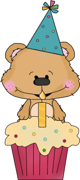 Cute Birthday Teddy Bear Celebration Cupcake Party Animal Clipart Illustration