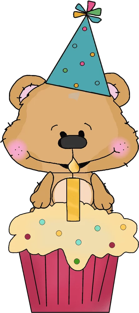 Cute Birthday Teddy Bear Celebration Cupcake Party Animal Clipart Illustration