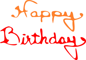 Elegant Cursive Happy Birthday Text in Orange and Red Handwritten Style Clipart