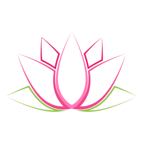 Elegant Pink Lotus Flower Blossom with Green Leaves Minimal Line Art Clipart