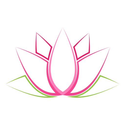 Elegant Pink Lotus Flower Blossom with Green Leaves Minimal Line Art Clipart