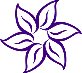 Elegant Purple Floral Symmetrical Design with Six Stylized Leaves in Circular Pattern