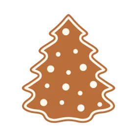 Festive Gingerbread Christmas Tree Cookie with White Polka Dot Decoration Clipart