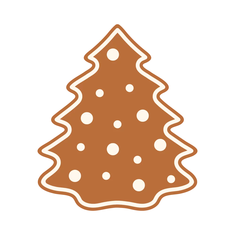 Festive Gingerbread Christmas Tree Cookie with White Polka Dot Decoration Clipart