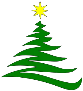 Festive Green Christmas Tree Clipart with Bright Yellow Star Topper for Holiday Decor