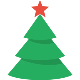 Festive Minimalist Christmas Tree Clipart with Red Star Topper Holiday Decoration