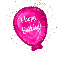 Festive Pink Happy Birthday Balloon Clipart with Colorful Confetti Celebration