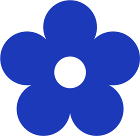 Simple Blue Five-Petal Flower Shape with White Center Circle Clipart