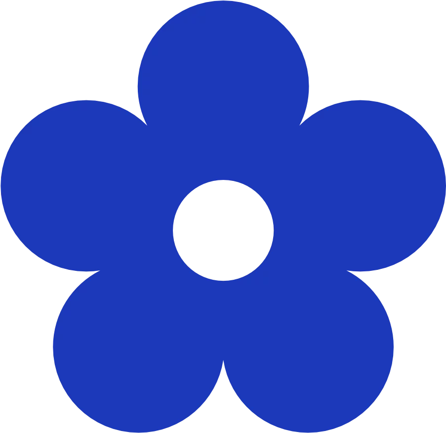 Simple Blue Five-Petal Flower Shape with White Center Circle Clipart