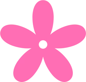 Simple Pink Five-Petal Flower Clipart with White Center on Transparent Background