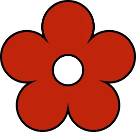 Simple Red Five-Petal Flower with White Center - Minimalist Floral Clipart Design