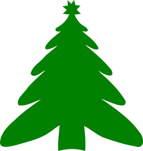 Vibrant Green Christmas Tree Silhouette with Star Topper Holiday Clipart