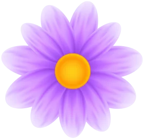 Vibrant Purple Daisy Flower with Bright Yellow Center - Floral Clipart