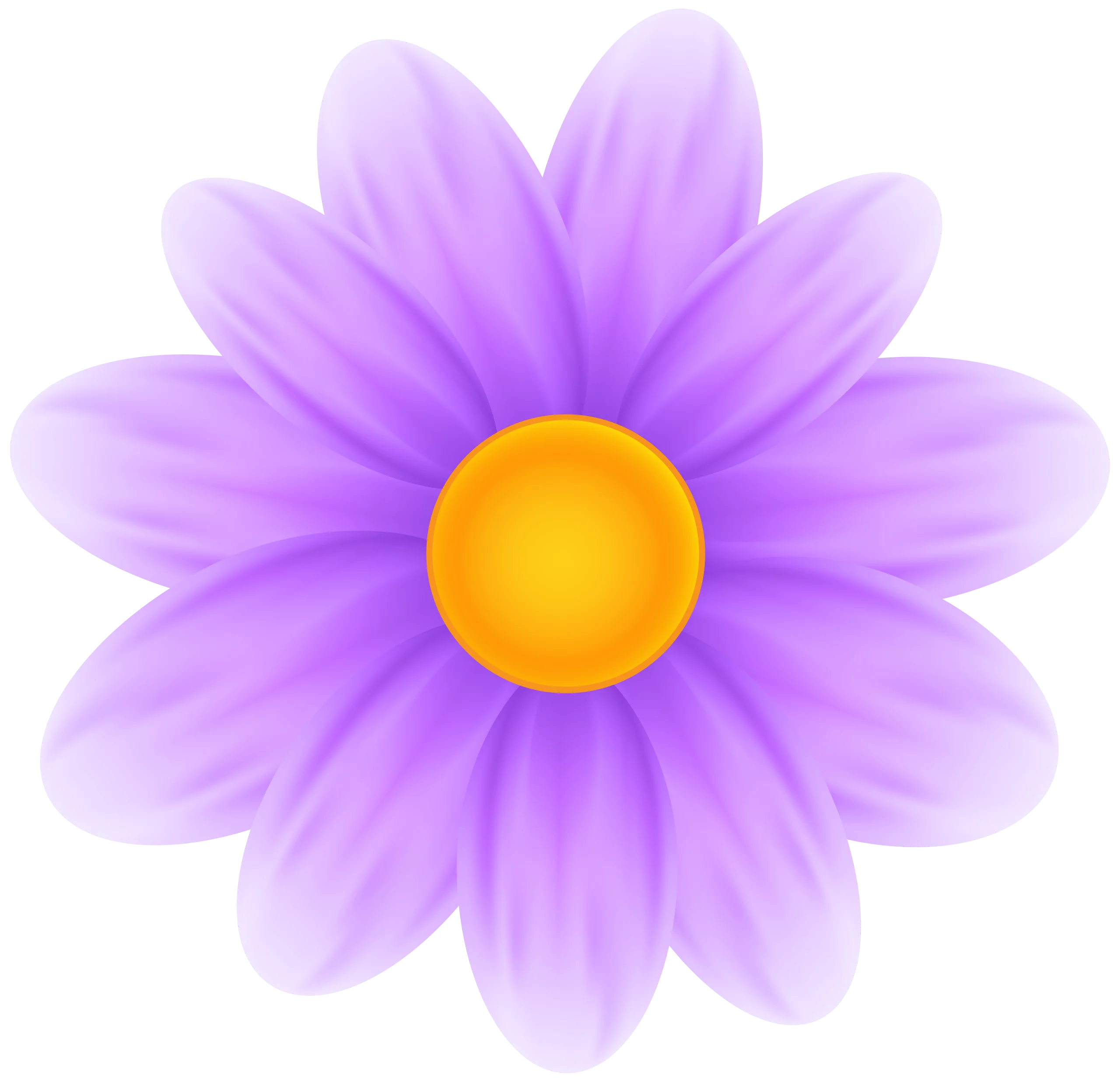 Vibrant Purple Daisy Flower with Bright Yellow Center - Floral Clipart