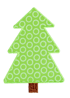 Whimsical Lime Green Polka Dot Christmas Tree Clipart with Stitched Edges