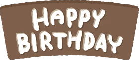 White Hand-Drawn Happy Birthday Message on Brown Background Celebration Clipart