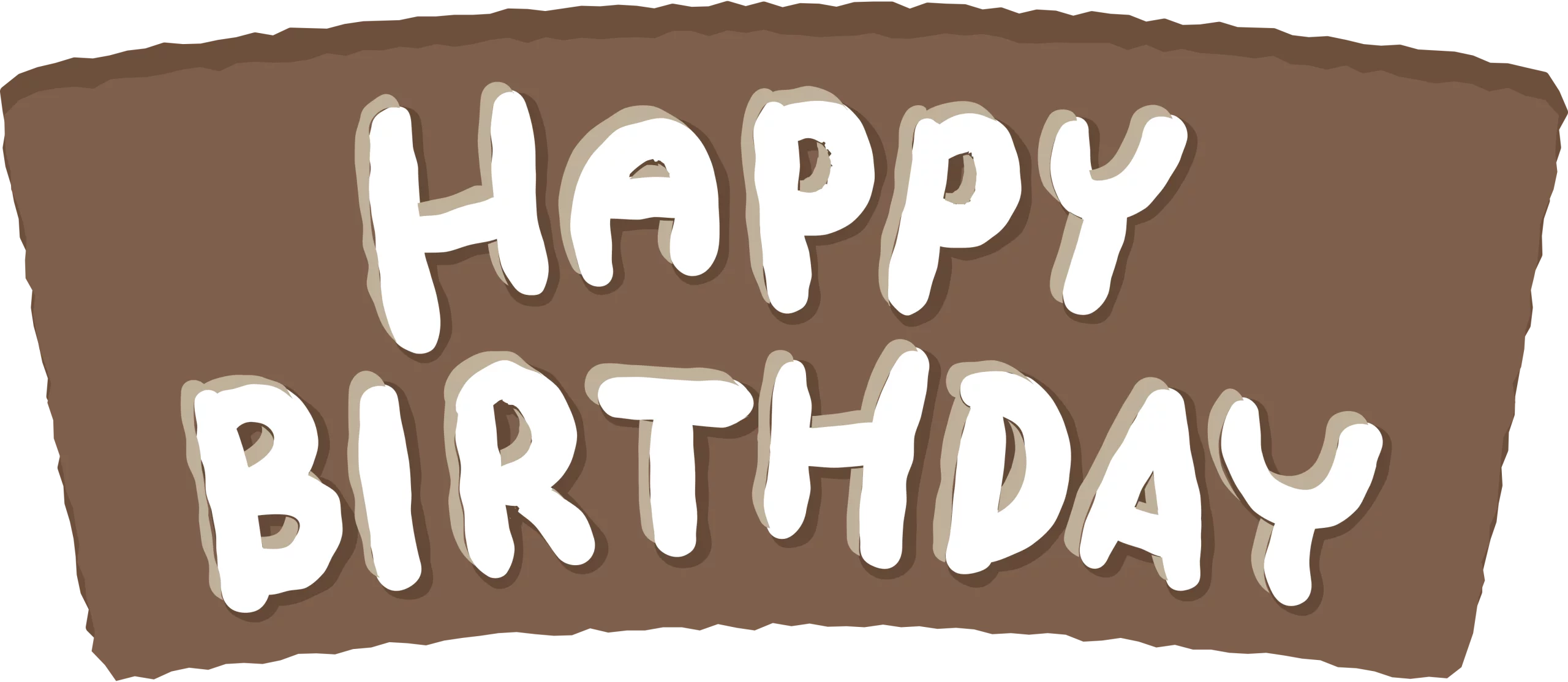 White Hand-Drawn Happy Birthday Message on Brown Background Celebration Clipart