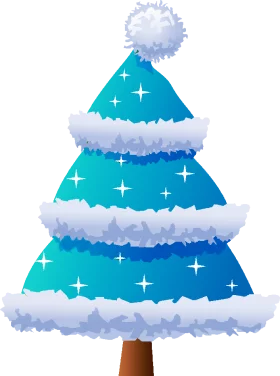 Winter Wonderland Turquoise Christmas Tree with Fluffy Snow Trimming Clipart