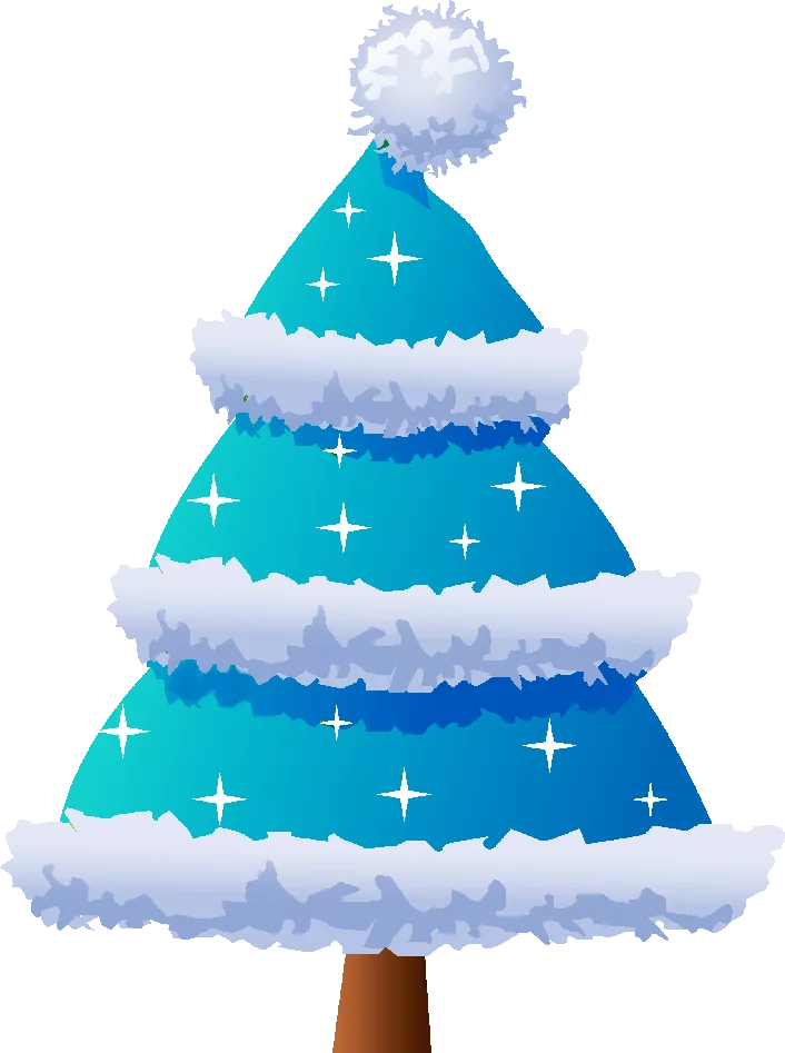 Winter Wonderland Turquoise Christmas Tree with Fluffy Snow Trimming Clipart