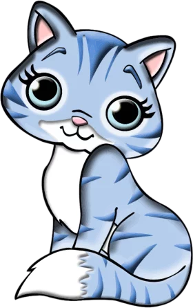 Adorable Blue Tabby Kitten with Big Eyes - Cute Cartoon Cat Clipart