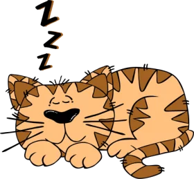 Adorable Cartoon Striped Cat Sleeping Peacefully with Z's Floating Above