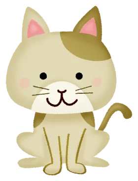 Adorable Cream and Brown Cat Cartoon Character with Happy Expression Clipart