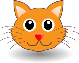 Adorable Orange Cartoon Cat Face with Big Eyes and Friendly Smile Clipart