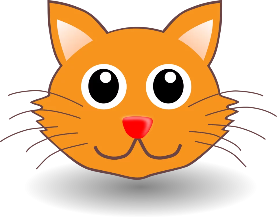 Adorable Orange Cartoon Cat Face with Big Eyes and Friendly Smile Clipart