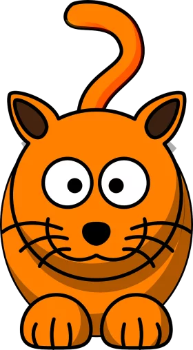 Adorable Orange Cartoon Cat with Big Eyes and Whiskers in Playful Clipart Style