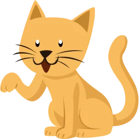 Adorable Orange Cartoon Cat with Playful Paw Gesture and Cheerful Expression Clipart