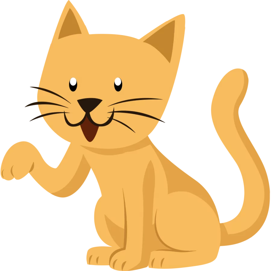 Adorable Orange Cartoon Cat with Playful Paw Gesture and Cheerful Expression Clipart