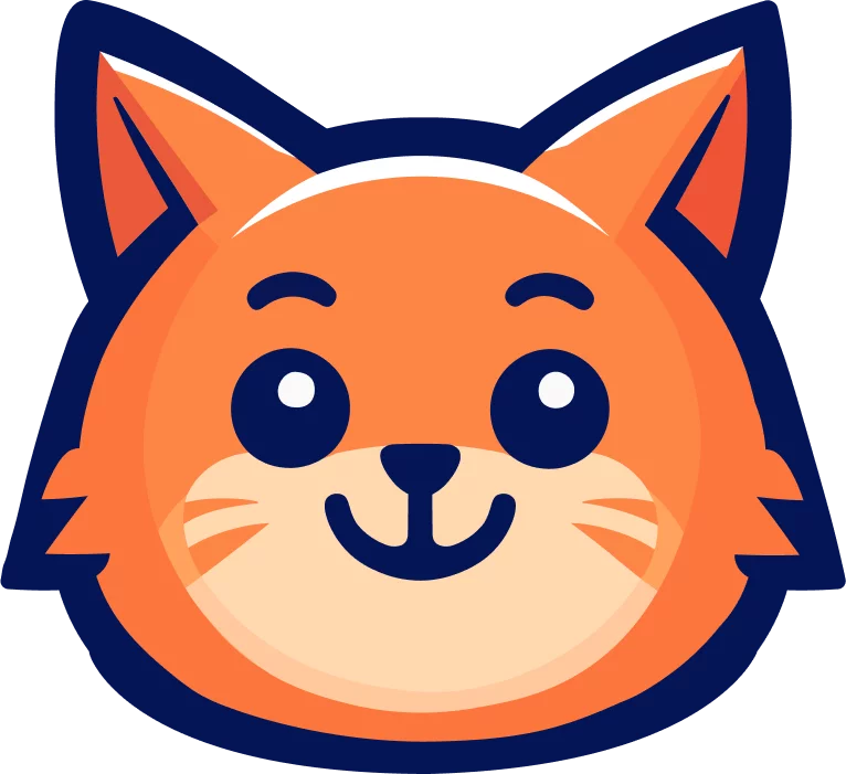 Adorable Orange Fox Cartoon Character with Blue Eyes and Friendly Smile Clipart