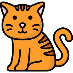 Adorable Orange Tabby Cat Cartoon Character with Curled Tail Clipart Illustration