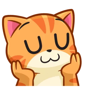 Adorable Orange Tabby Cat with Closed Eyes Holding Cheeks in Cute Clipart Style