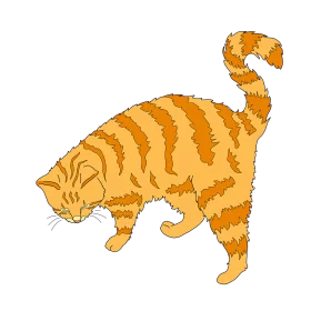 Adorable Orange Tabby Cat with Striped Pattern Walking - Cute Feline Clipart