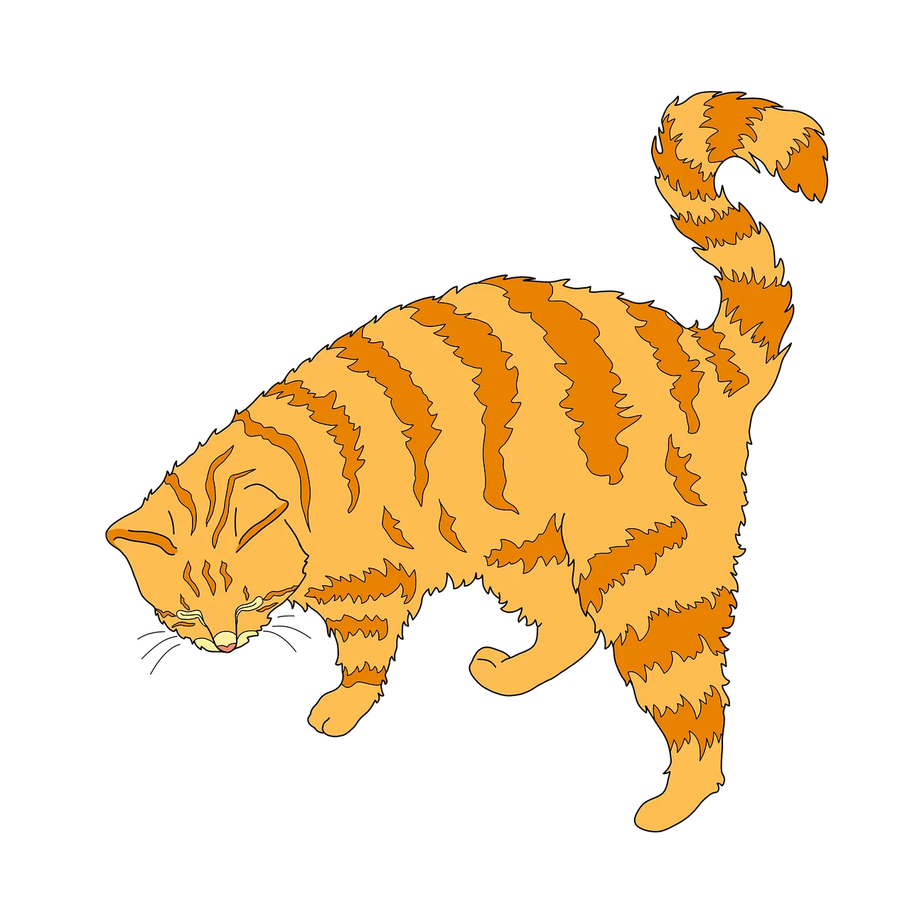 Adorable Orange Tabby Cat with Striped Pattern Walking - Cute Feline Clipart