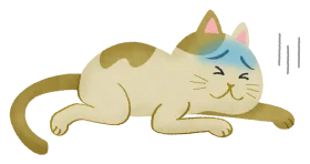 Adorable Sleeping Cream Cat with Rainbow Unicorn Horn Fantasy Clipart Illustration