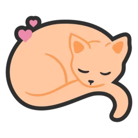 Adorable Sleeping Orange Cat Clipart with Hearts - Cute Peaceful Feline Illustration