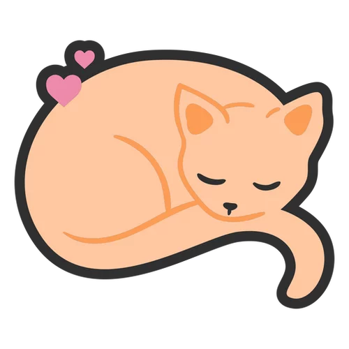 Adorable Sleeping Orange Cat Clipart with Hearts - Cute Peaceful Feline Illustration